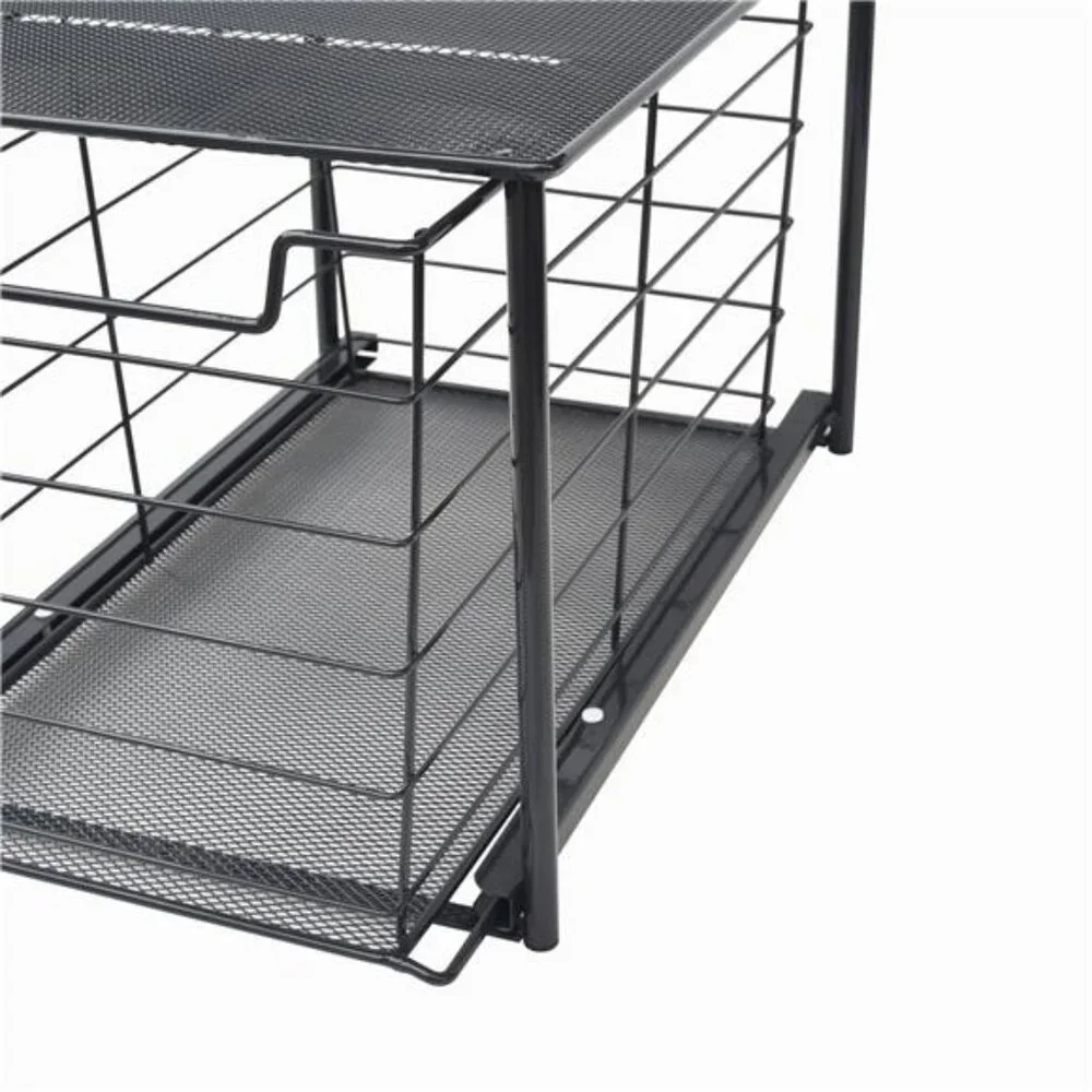 Large Stackable Slide-Out Drawer Organizer, Matte Black